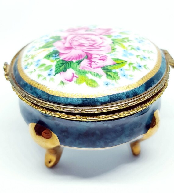 Vintage wedding box antique porcelain lovers keepsake memento jewelry heirloom china