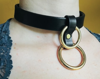 Double O-Ring Leather Collar