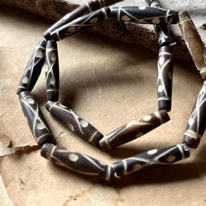 Natural bone tube beads Carved pipe beads