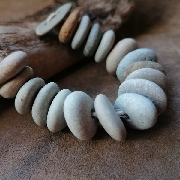 RESERVED. Drilled sea pebbles 16-20mm Rough stone beads Handmade beads