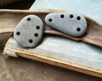 Handmade stone links Rustic focals, connectors Handmade jewelry components