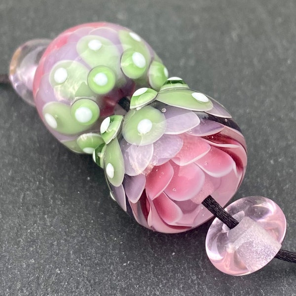 Lampwork Glass Beads - Botanical Jewelry - Lampwork Focal Bead - Lampwork Beads - Floral Glass Bead - Art Glass Beads - Artisan Glass Bead