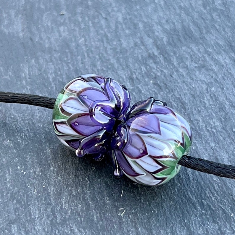 Flower Art - Meditation Beads - Sra Beads - Lampwork Focal Bead - Lampwork Beads - Floral Jewelry - Artisan Glass Beads - Glass Pendant image 2