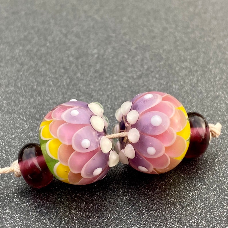 Artisan Glass Beads Flower Petal Jewelry Small Floral Etsy