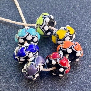 Rainbow beads - LGBTQ jewelry - Lampwork Focal Bead - Big hole bead - Art Glass Beads - Artisan Glass Bead - Lampwork Glass Bead- LGBTQ art