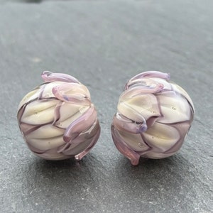 Cream and purple petal beads - superstar of the month
