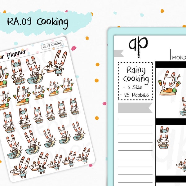 Ra.09 Rainy Cooking // planning sticker // sticker // Erin condren planner // kikki k // planner decoration