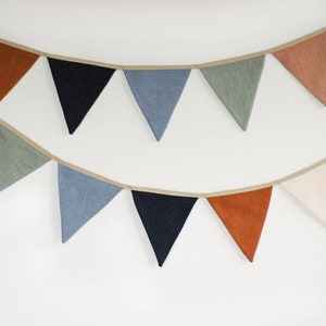 Linen Fabric Bunting Banner: Neutral Nursery, Wedding Decor