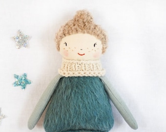 Fabric cloth rag doll, handmade fabric doll, Christmas doll