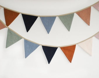 Linnen Stof Bunting Banner, Neutrale String Banner Kinderkamer muur hangen Bruiloft decoratie bunting