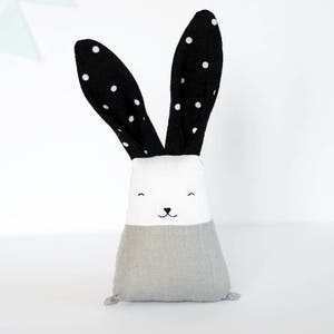 Handmade bunny, Neutral monochrome rabbit, gift for new mom, nursery playroom decor image 1