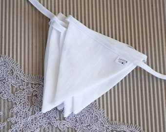 White Wedding Bunting Shower Pennant Garland String Banner Flags