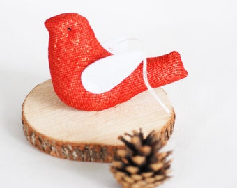 Rot funkelnden Stoff Vögel Ornament, Weihnachtsschmuck rot Urlaub Dekoration