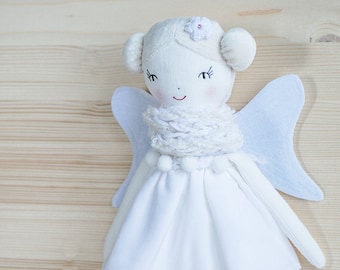 White fairy fabric rag cloth doll handmade soft angel keepsake decor for girl Christmas gift nursery decorations