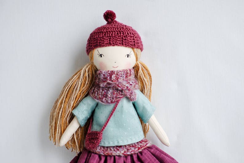Handmade cloth rag pixie doll, OOAK dolls birthday Christmas gift for girl, heirloom keepsake decoration, doll Stella image 3