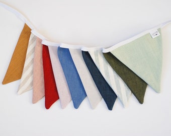 Wimpelkette aus Leinen, Leinen-Girlande, Leinenband, Leinengirlande, Leinengirlande, Leinengirlande für Babyzimmer, Babyzimmer, Kinderzimmer