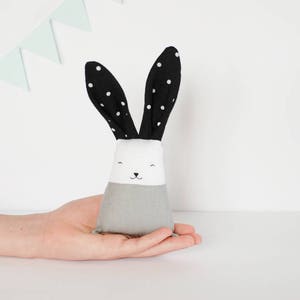 Handmade bunny, Neutral monochrome rabbit, gift for new mom, nursery playroom decor image 8