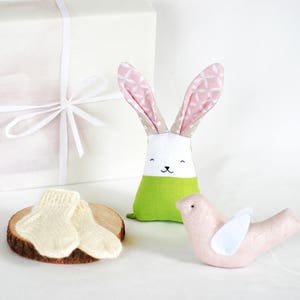 Pregnancy gift set for new mum gift box, newborn baby wool socks bunny rabbit nursery decor image 7