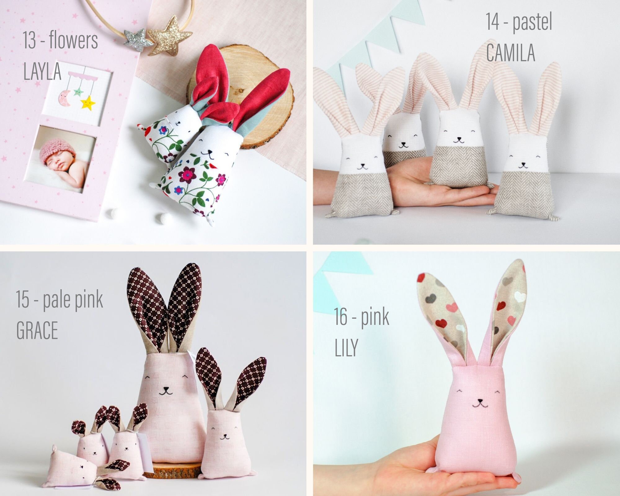 Cloth bunny decor linen stuffed bunny rabbit woodland | Etsy