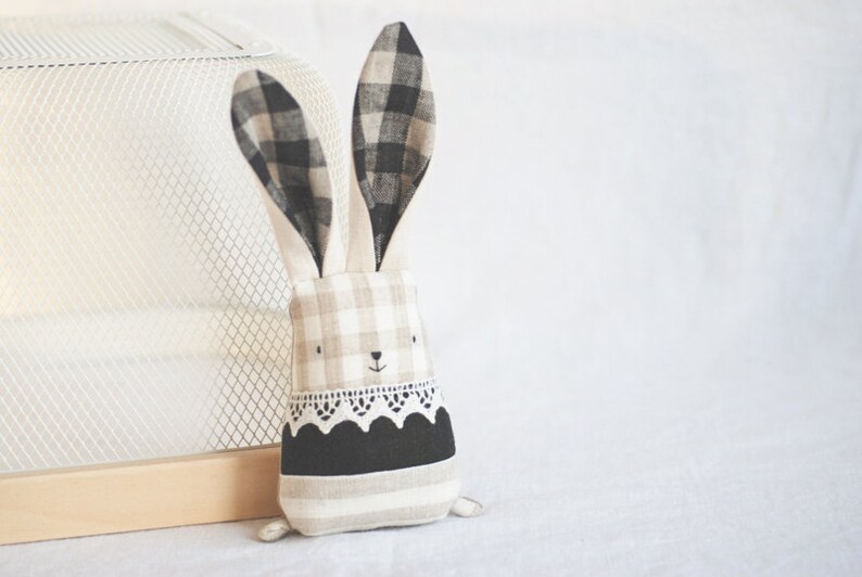 Fabric Stuffed Linen Bunny Decor Rabbit Woodland Animal | Etsy