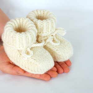 Baby pure merino wool booties, baby first hand knitted wool shoes, booties organic sheep wool eco slippers image 1