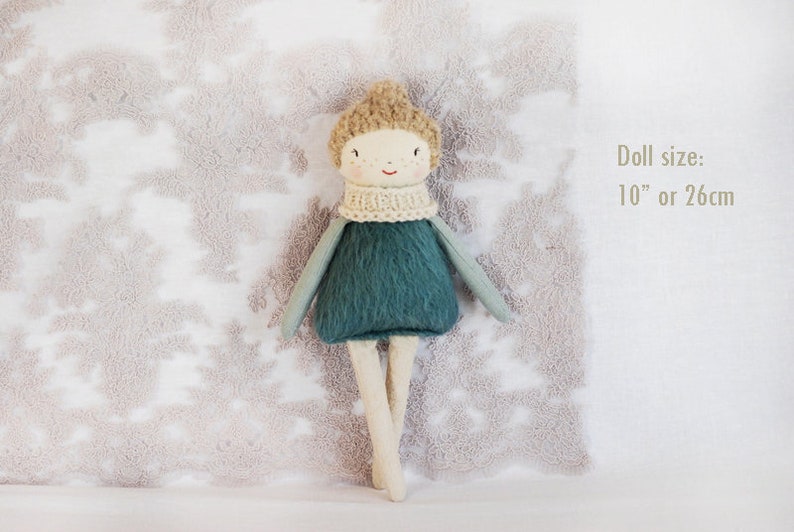 Fabric cloth rag doll, handmade fabric doll, Christmas doll image 4