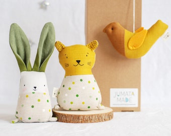 Gift for new mom, stuffed fabric animal baby toys set
