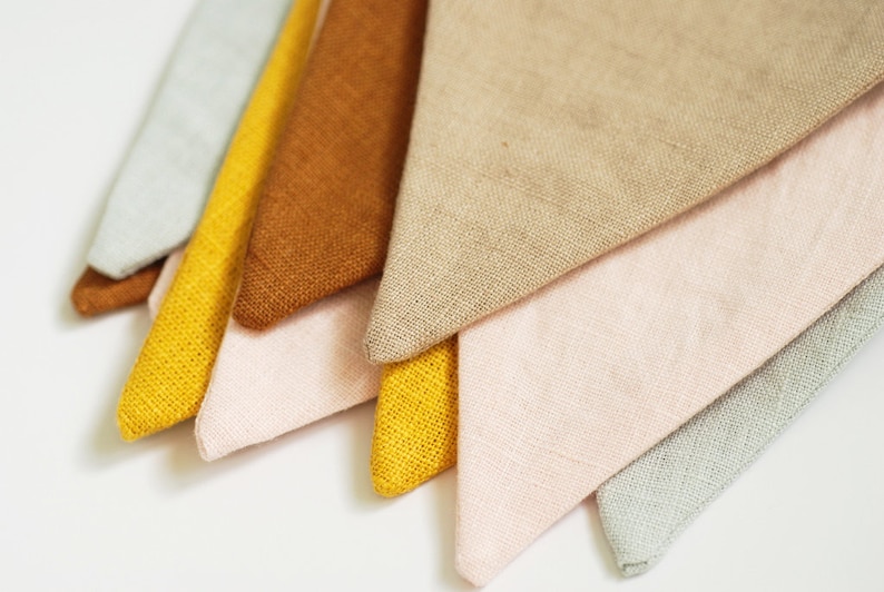 Linen Bunting. Colorful Fabric String Banner. Nursery Wall Etsy