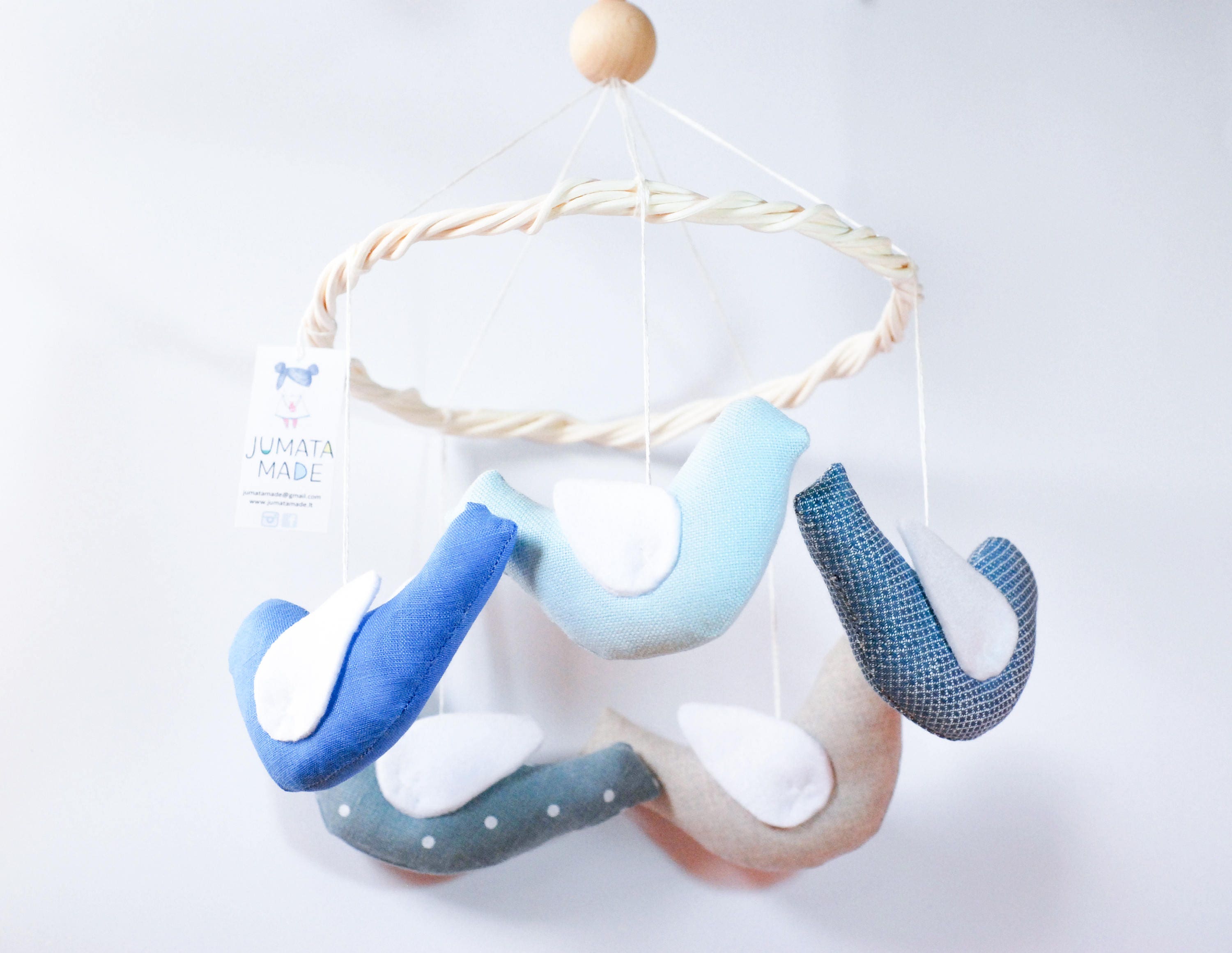 Baby Blue Crib Birds Mobile for Boy Nursery Gift for New Mom Etsy