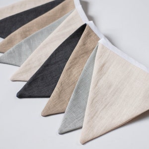 Calm shades Fabric Pennant Bunting String Linen Banner Flags Outdoor Indoor Triangle Flags