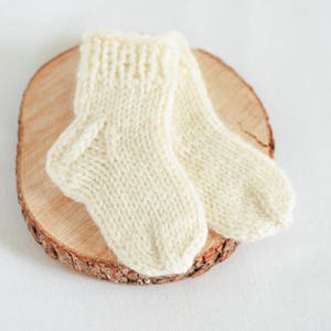 Baby organic wool socks, Newborn Hand Knit booties socks, gift for new mom image 9