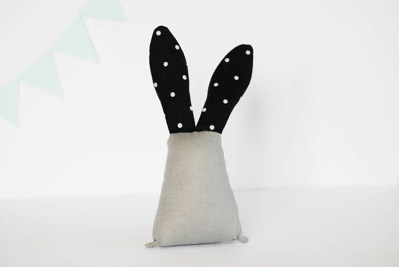 Handmade bunny, Neutral monochrome rabbit, gift for new mom, nursery playroom decor image 3