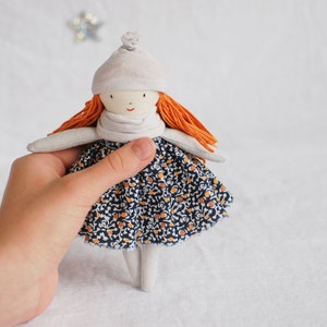 Small cloth fabric rag doll handmade dollhouse miniatures heirloom gift