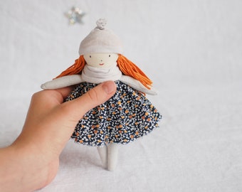 Small cloth fabric rag doll handmade dollhouse miniatures heirloom gift