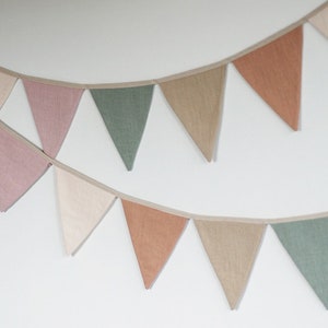Linen bunting wall decor, Fabric Bunting Banner, Neutral String Banner Nursery wall hanging Wedding decoration bunting image 6