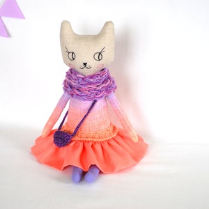 Cat rag doll, cat cloth doll, fabric stuffed cats heirloom dolls, doll Emily image 4