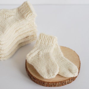 Baby organic wool socks, Newborn Hand Knit booties socks, gift for new mom image 5