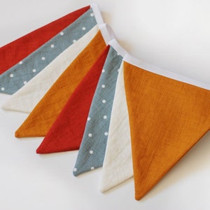 Linen Fabric Garland: Neutral Nursery Banner, Wedding Decoration