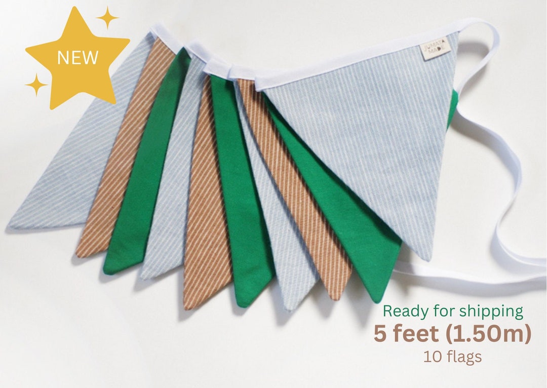 Fabric Pennant Bunting, Linen Triangle Garland, String Banner Flags ...