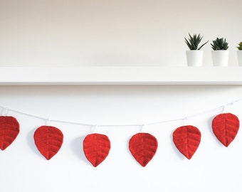 Stoff Blatt Leinen Girlande, rot gebrannte Schnur Nunting Banner, Leinen Blätter Wandbehang Dekor, Zelt Kinderzimmer Spielzimmer Deko