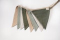 Sage beige fabric banner, Linen bunting wall decor, Fabric Bunting Banner, Neutral String Banner Nursery wall hanging bunting product logo
