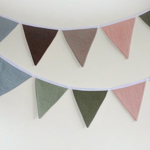 Sage green purple blue shades fabric bunting banner pennant string linen garland image 7
