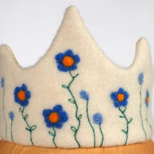 Waldorf Wool Needlefelt Crown Liberty Blue Flowers, Princess Spring Flowers Crown Birthday Keepsake gift image 9