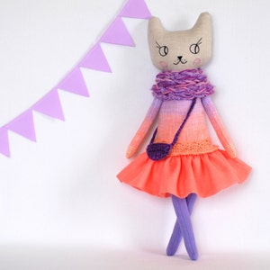Cat rag doll, cat cloth doll, fabric stuffed cats heirloom dolls, doll Emily image 2