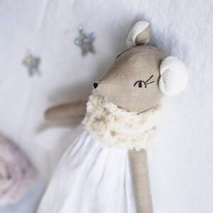 Linen Mouse Rag Doll: Heirloom Stuffed Animal, Nursery Decor