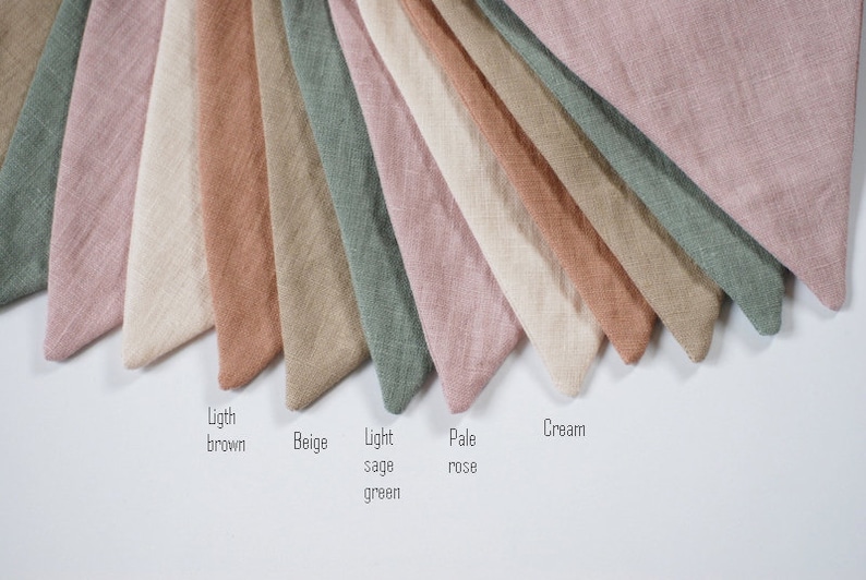 Linnen bunting wand decor, stof Bunting banner, neutrale string banner kwekerij muur opknoping bruiloft decoratie bunting afbeelding 2