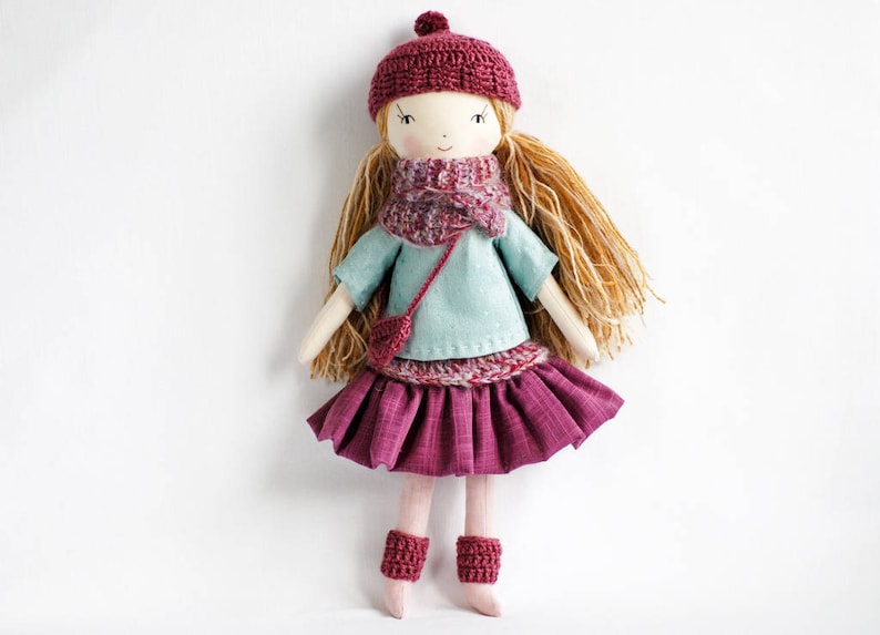 Handmade cloth rag pixie doll, OOAK dolls birthday Christmas gift for girl, heirloom keepsake decoration, doll Stella image 1