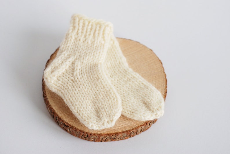Baby organic wool socks, Newborn Hand Knit booties socks, gift for new mom image 8