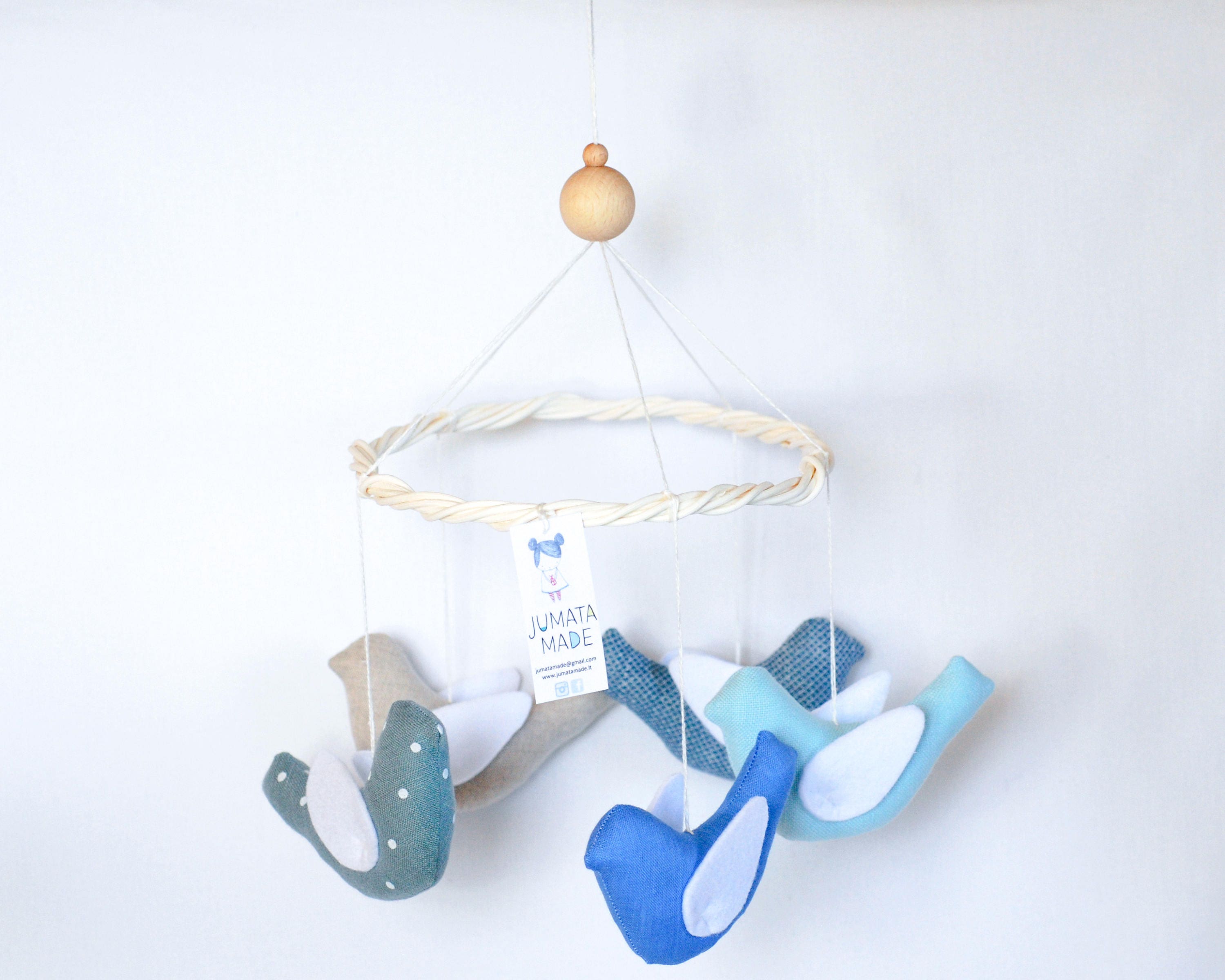 Baby Blue Crib Birds Mobile for Boy Nursery Gift for New Mom Etsy