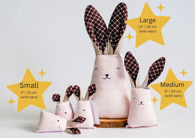Blush coral bunny rabbit decoration, linen stuffed baby room decoration, gift for new mom baby shower basket image 6
